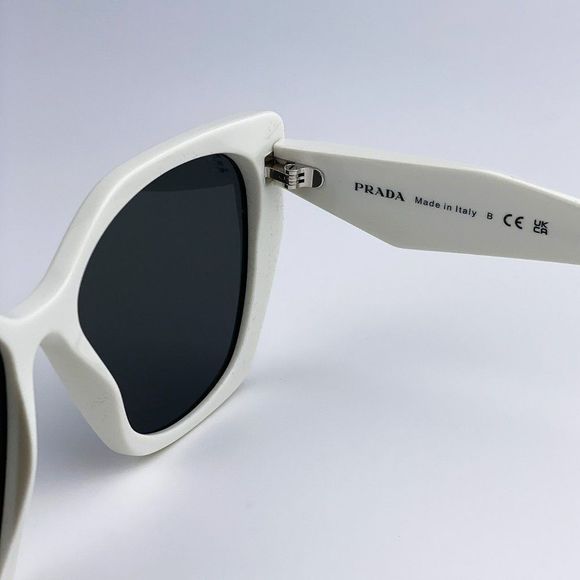 Prada PR19ZS 1425S0 Sunglasses Talc White Dark Grey Rectangle Women - Picture 9 of 11